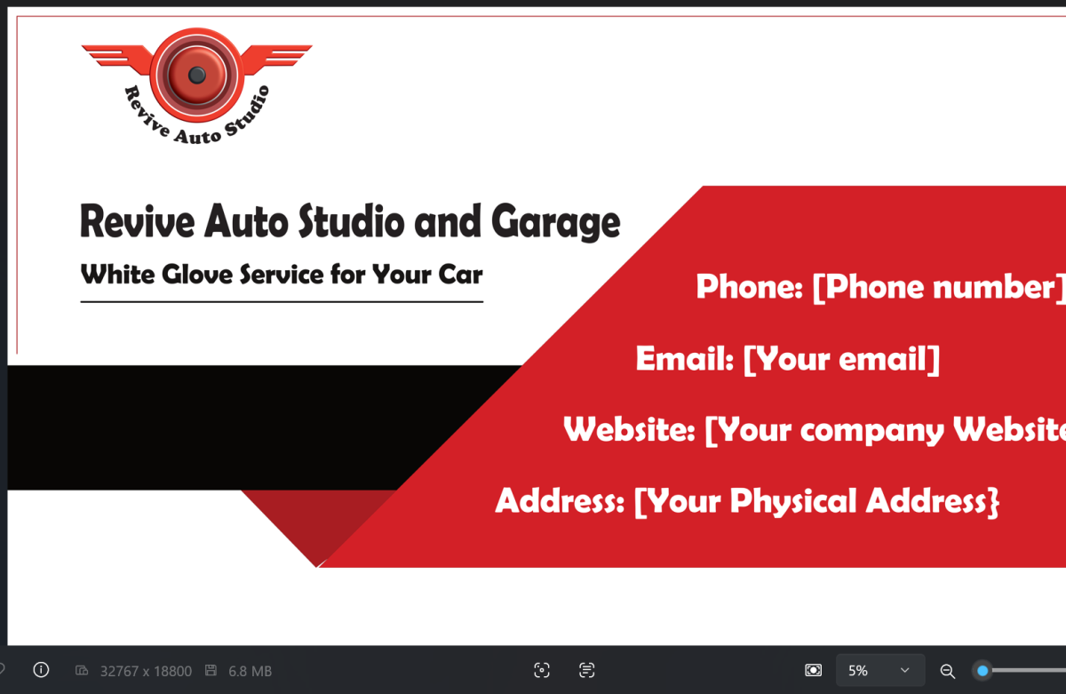 Revive Auto Studio Business Card Design