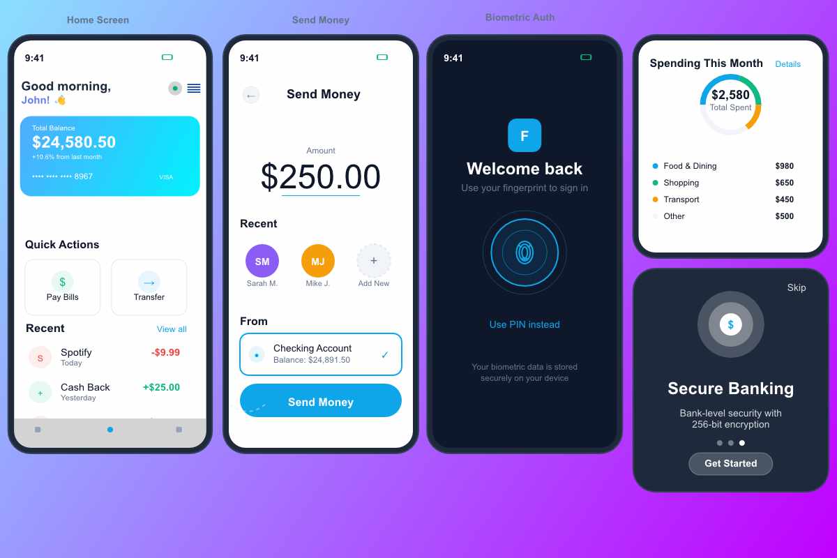 Fintech Mobile App - Send Money &amp; Dashboard